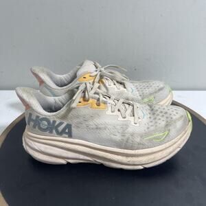 Hoka One One Clifton 9 Vanilla Astral Women 6.5B White Orange Cushioned Running